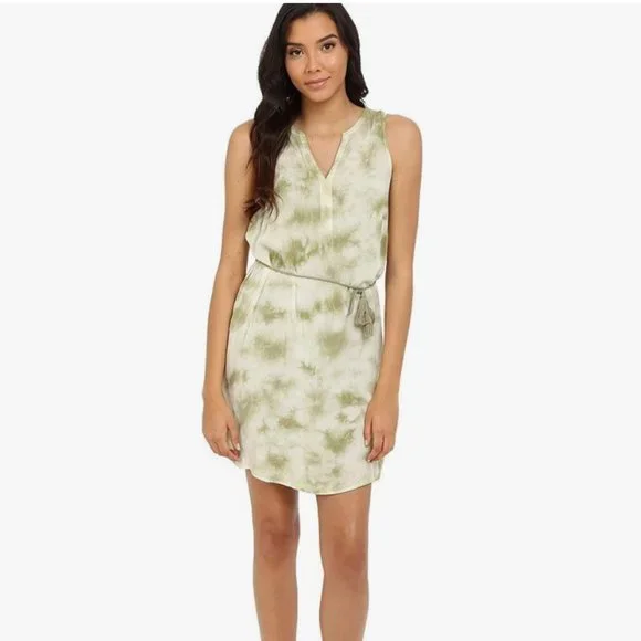 Kensie Women's Dusty Olive Combo Tie-Dye Rayon Dress Sz M - Picture 10 of 10